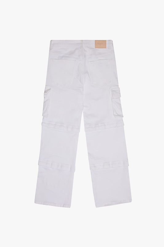 VALABASAS "BLOCK STITCH" WHITE BAGGY JEANS