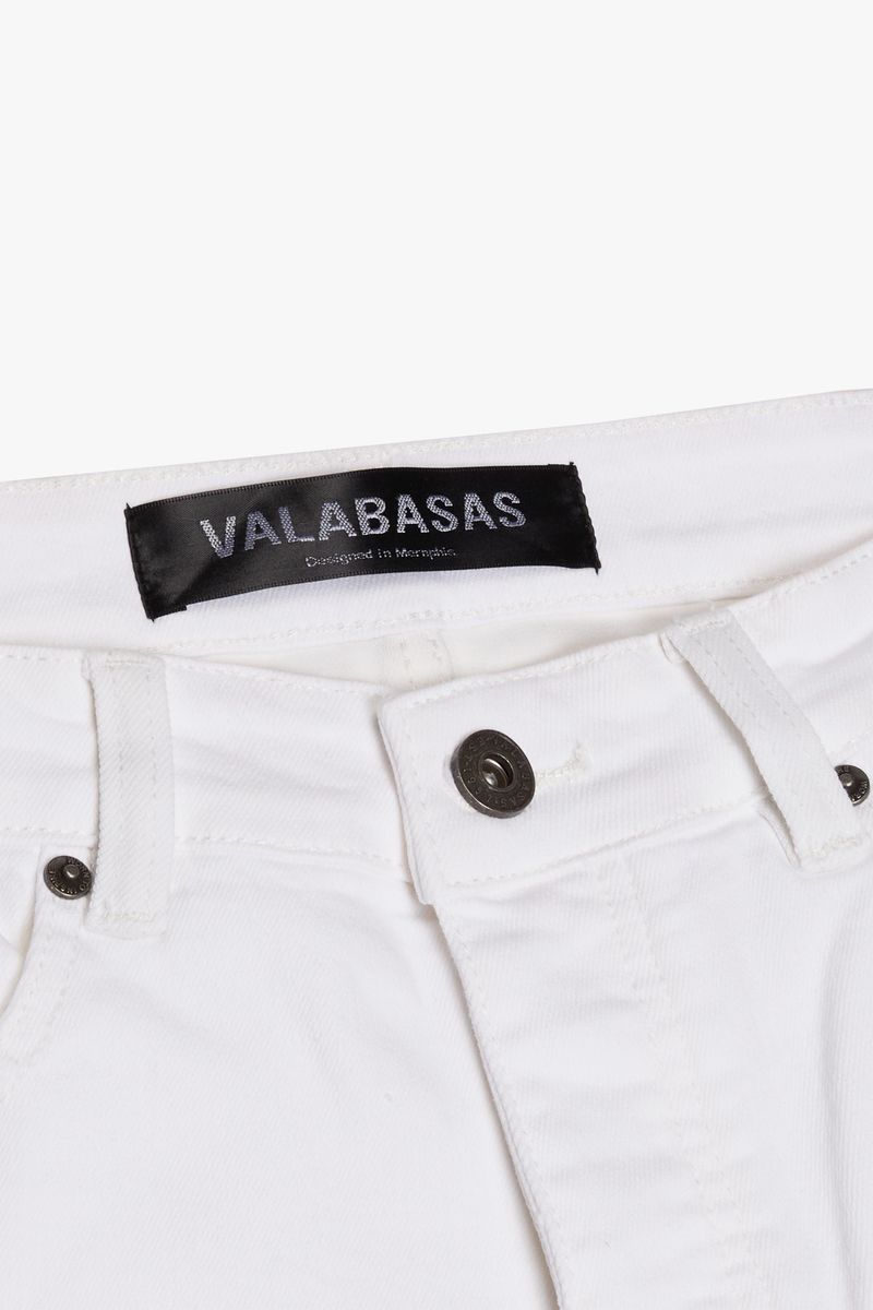 VALABASAS "BLOCK STITCH" WHITE BAGGY JEANS