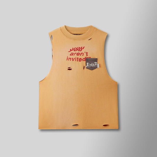 HydePark Gold Sleeveless Distressed Tank