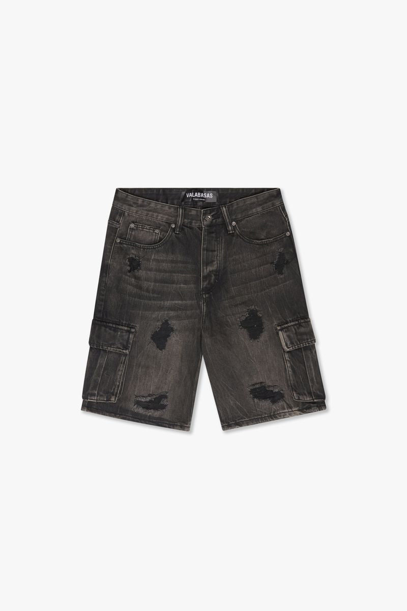 VALABASAS "CUTLASS" BLACK WASH DENIM SHORTS