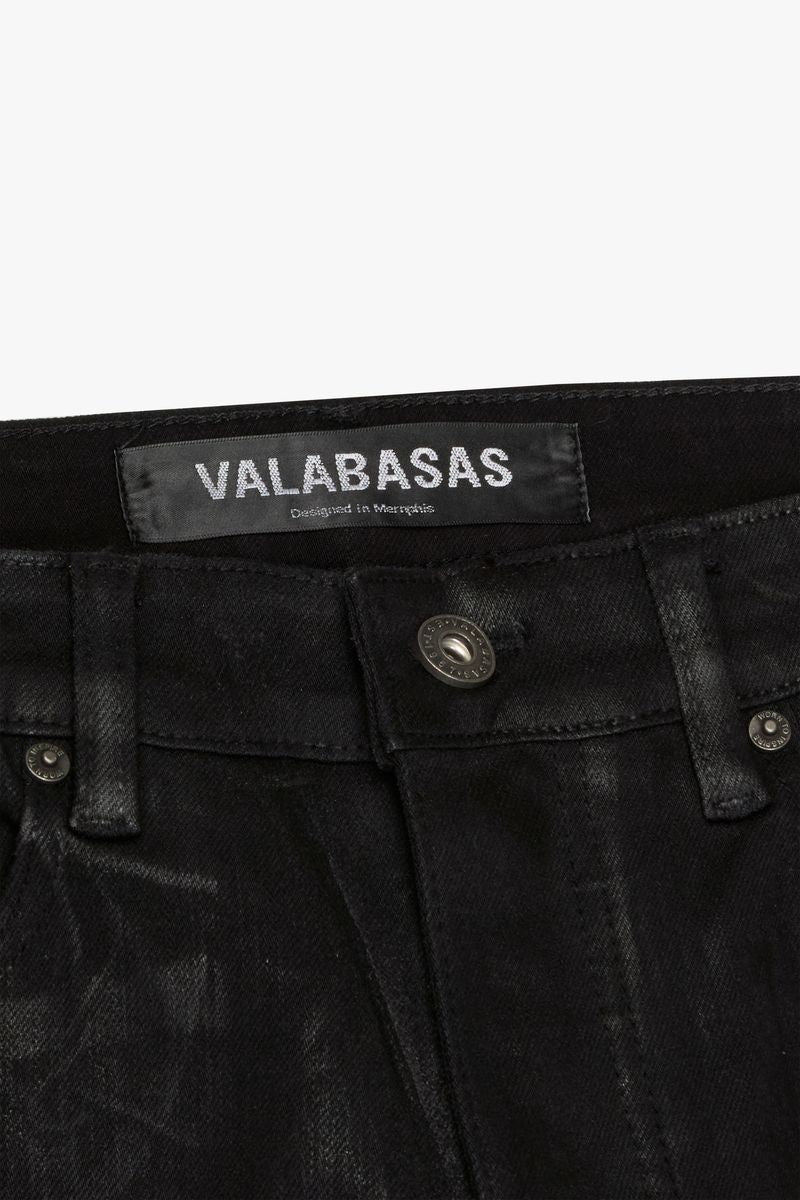 VALABASAS "MR.FLEX" BLACK WAXED 4 WAY STRETCH SKINNY JEAN