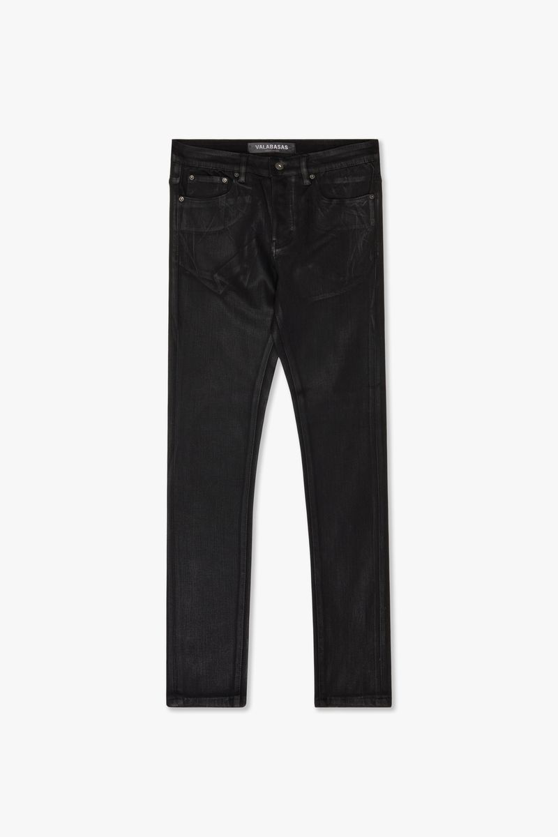 VALABASAS "MR.FLEX" BLACK WAXED 4 WAY STRETCH SKINNY JEAN