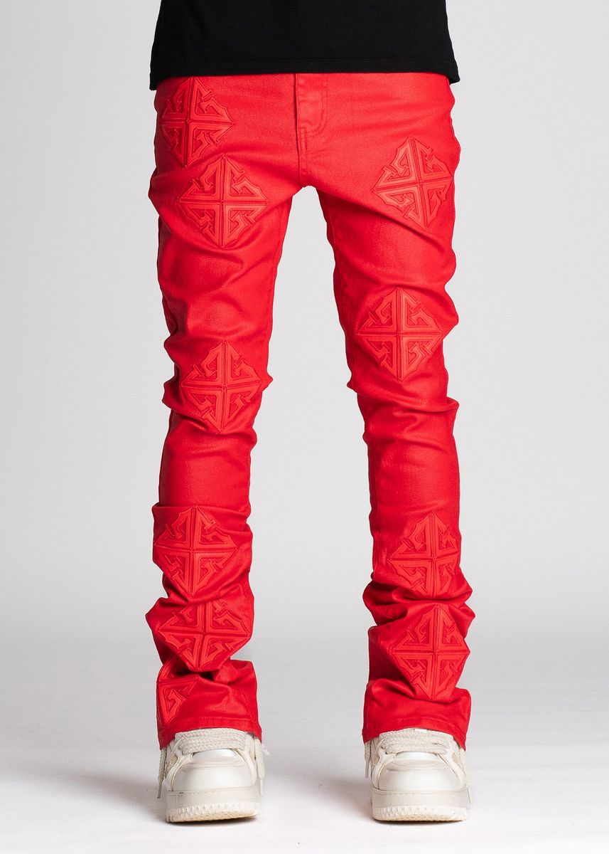 GUAPI CRIMSON RED ICON STACKED DENIM