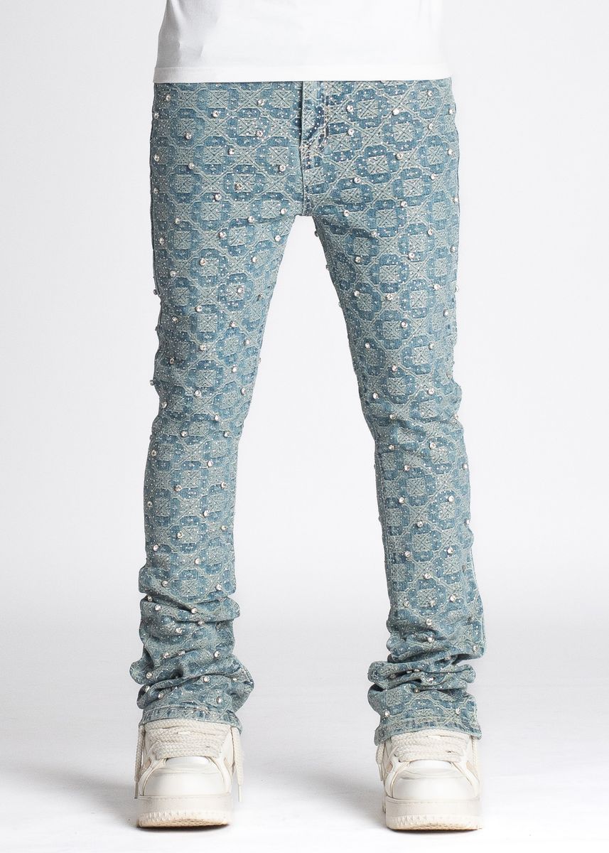 GUAPI MONOGRAM EMBELLISHED DENIM