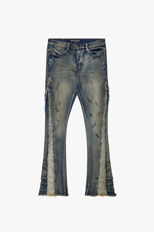 VALABASAS "ADAPT" VINTAGE V LT.BLUE STACKED FLARE JEAN