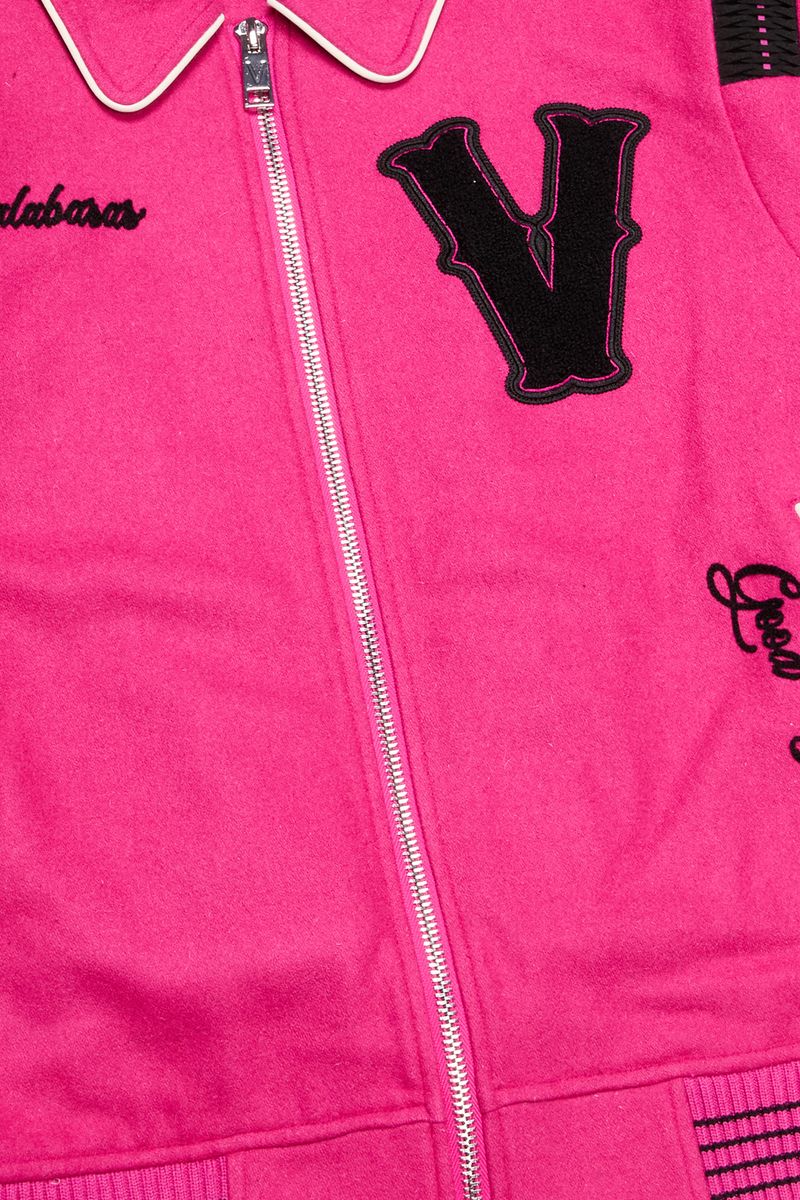 VALABASAS "WILD BUNCH" FUCHSIA LETTERMAN JACKET