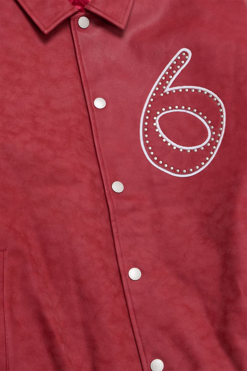 6TH "STAR STUDDED" RED LEATHER JACKET