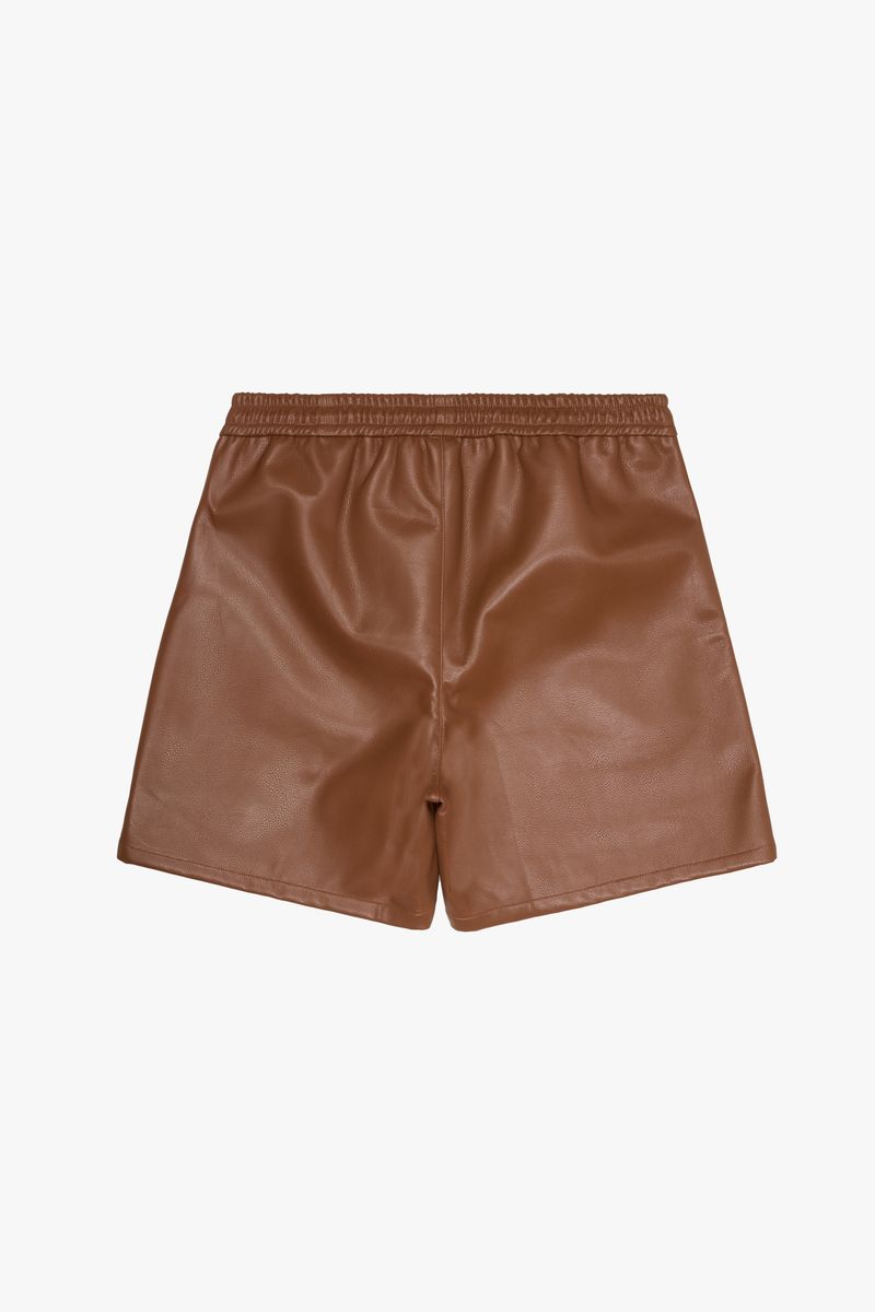 6TH "GLOBAL" MOCHA LEATHER SHORTS