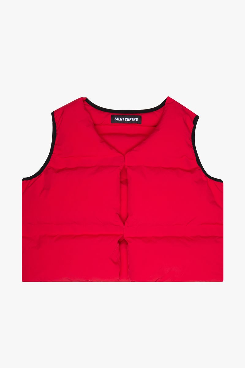 "TROPHIES" RED PUFFER VEST