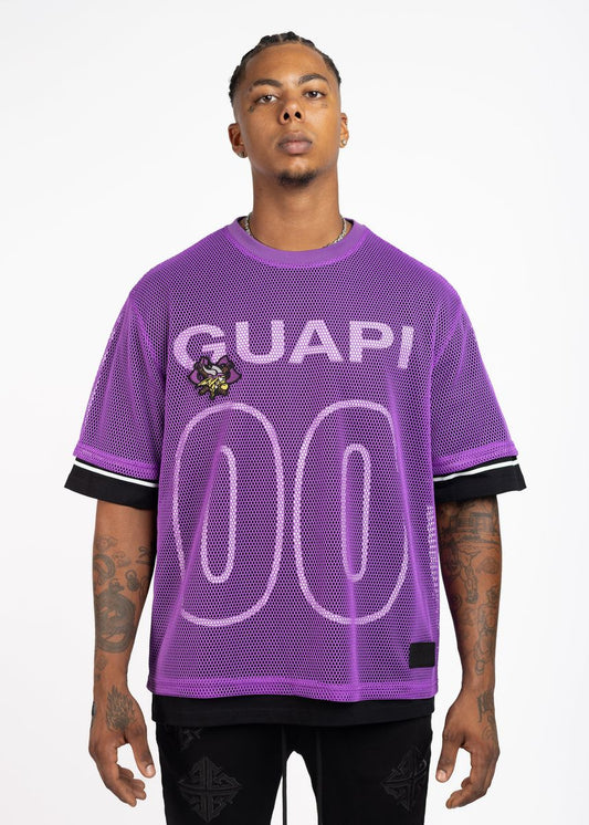 GUAPI ELECTRIC PURPLE MESH FOOTBALL TEE