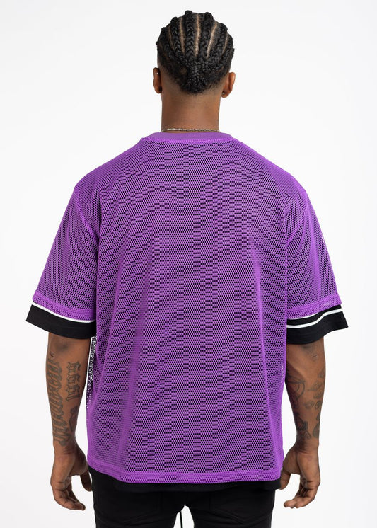 GUAPI ELECTRIC PURPLE MESH FOOTBALL TEE