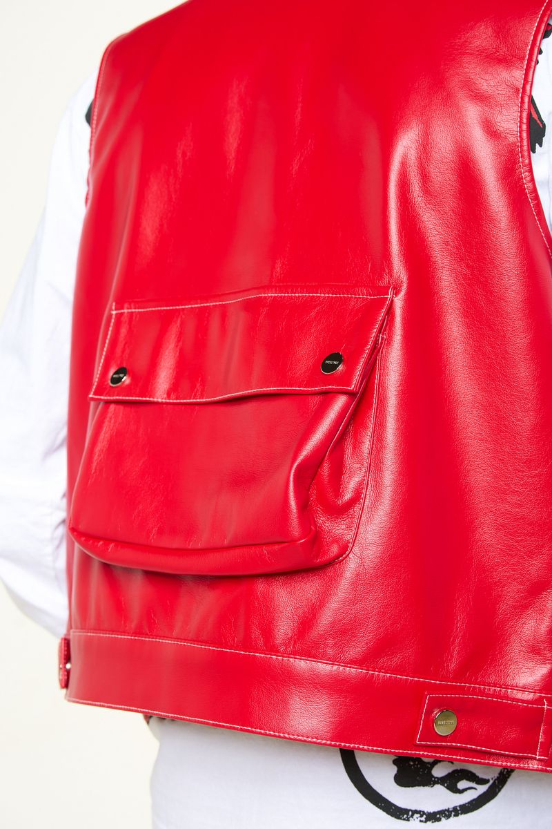 "FLOAT ON" RED CARGO LEATHER VEST