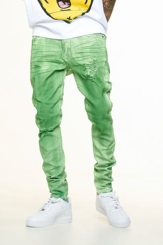 "WASHED AWAY" SKINNY DENIM (GREEN)