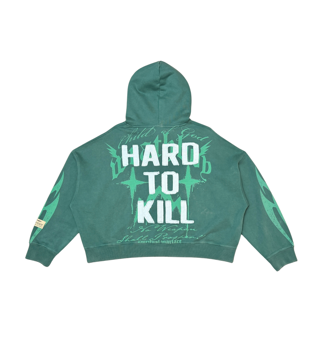 WRATHBOY "WAR ZIP" CROPPED GREEN HOODIE