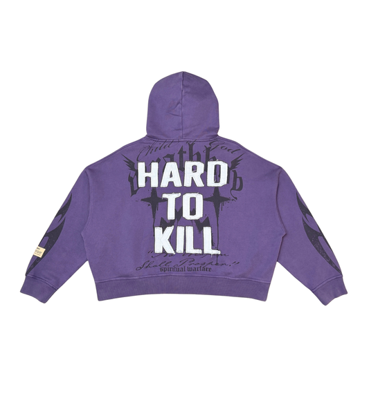 WRATHBOY "WAR ZIP" CROPPED PURPLE HOODIE