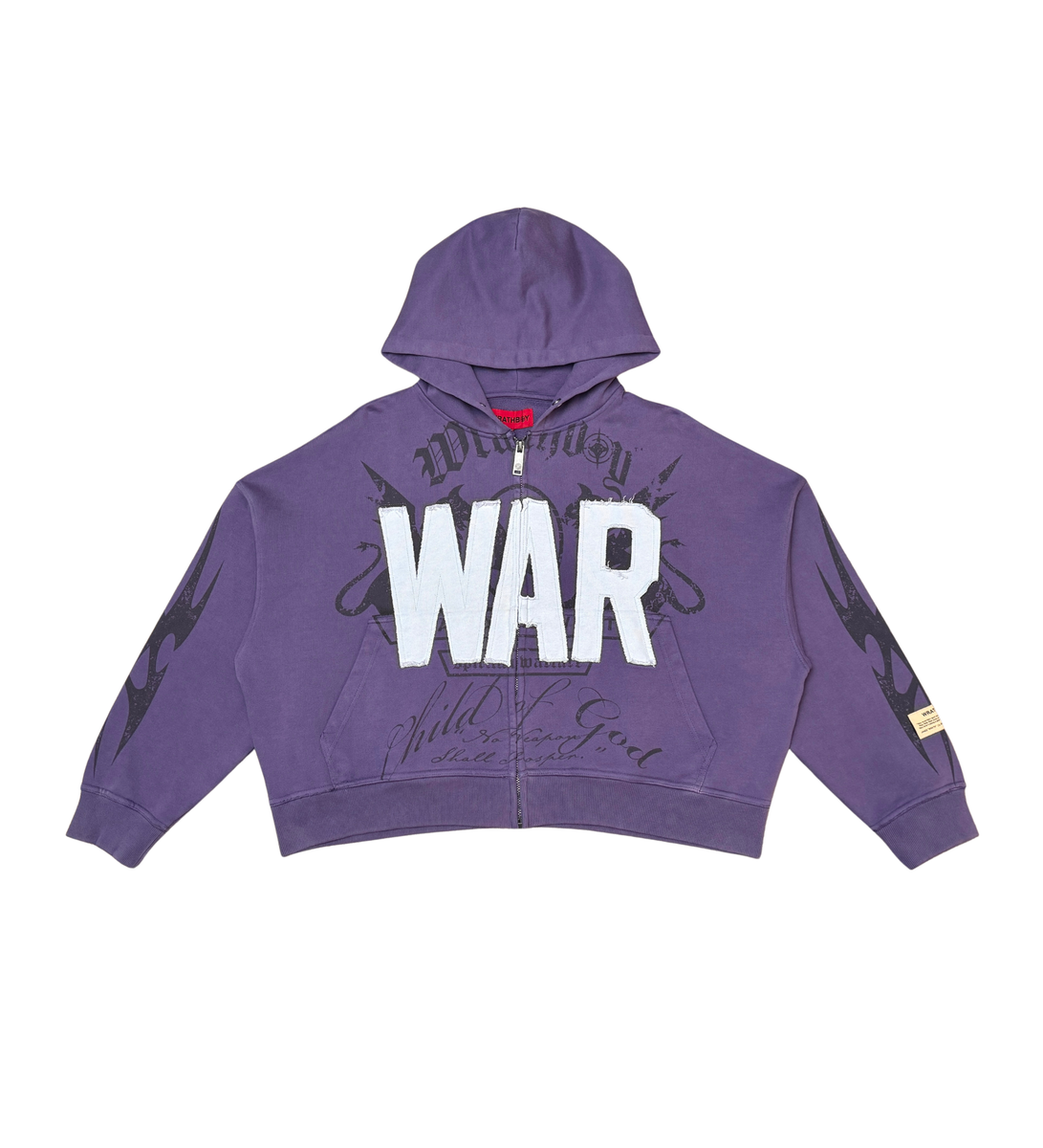 WRATHBOY "WAR ZIP" CROPPED PURPLE HOODIE