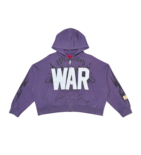 WRATHBOY "WAR ZIP" CROPPED PURPLE HOODIE