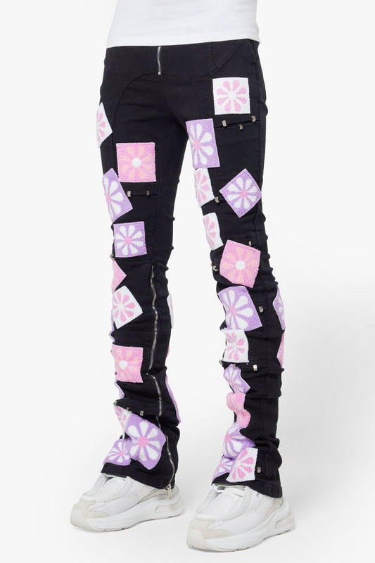 GUAPI OBSIDIAN BLACK FLOWERS DENIM V2