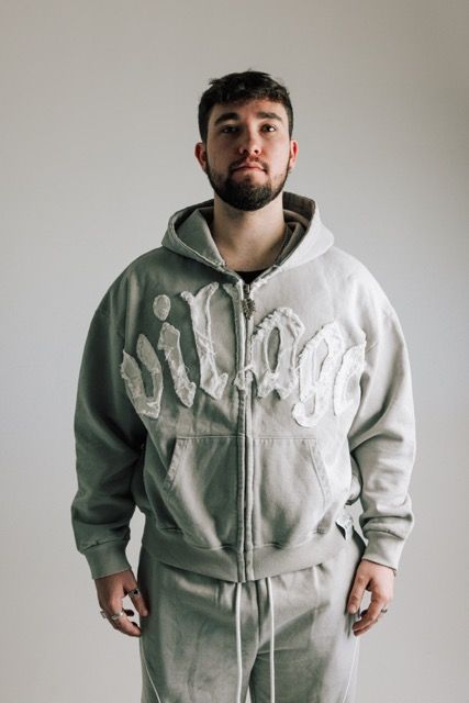 VILLAGE "WASHED" GREY ZIP-UP HOODIE