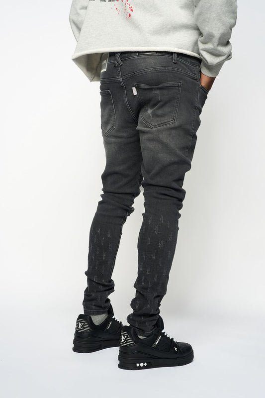 "SURVIVED" SKINNY DENIM (BLACK)