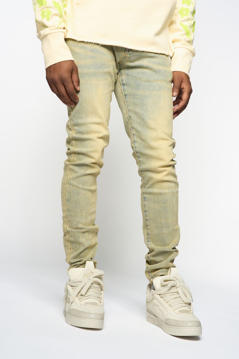 "SURVIVED" SKINNY DENIM (BLUE/GREEN)