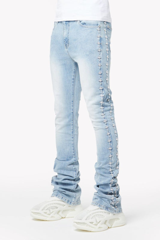 GUAPI VINTAGE BLUE CROSSES EMBELLISHED DENIM