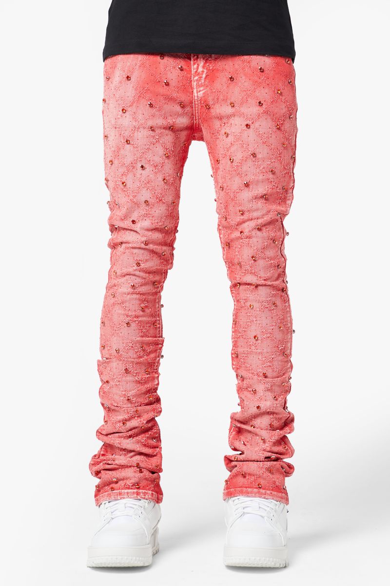 GUAPI VINTAGE RED EMBELLISHED DENIM