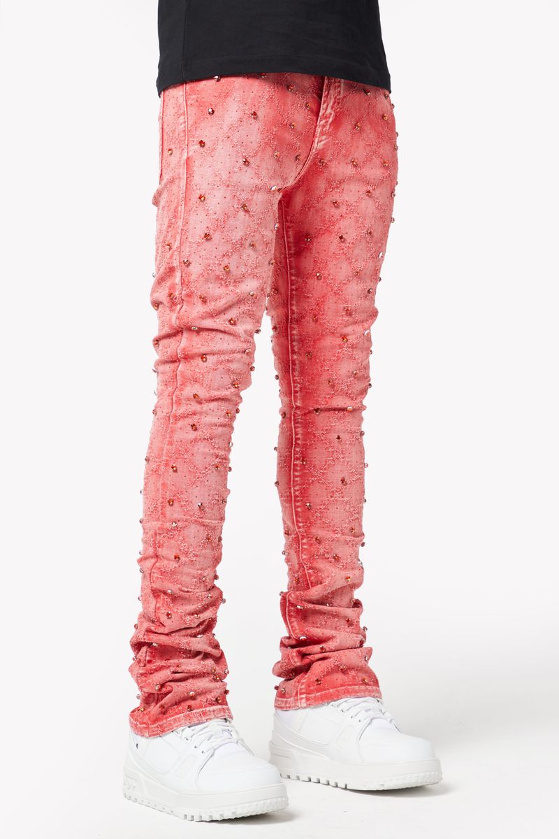 GUAPI VINTAGE RED EMBELLISHED DENIM