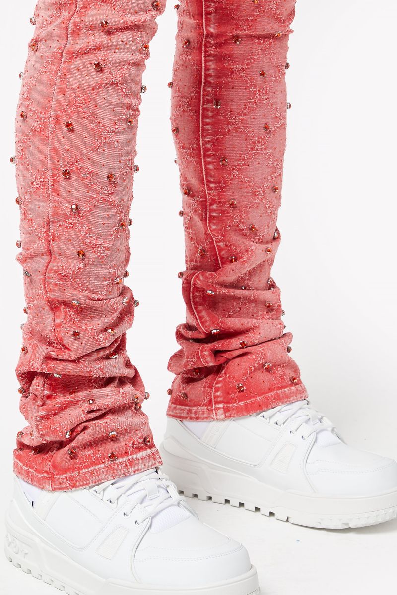 GUAPI VINTAGE RED EMBELLISHED DENIM