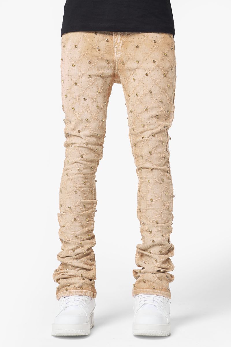 GUAPI VINTAGE KHAKI EMBELLISHED DENIM