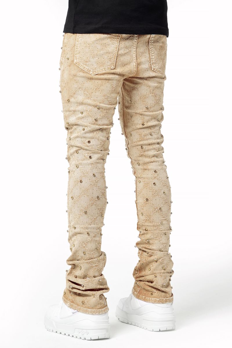 GUAPI VINTAGE KHAKI EMBELLISHED DENIM