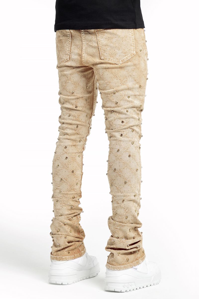 GUAPI VINTAGE KHAKI EMBELLISHED DENIM