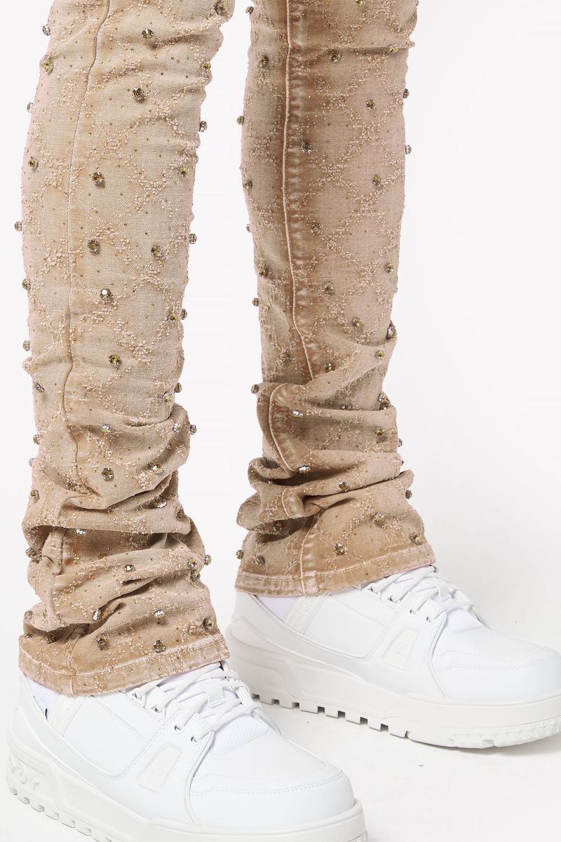 GUAPI VINTAGE KHAKI EMBELLISHED DENIM