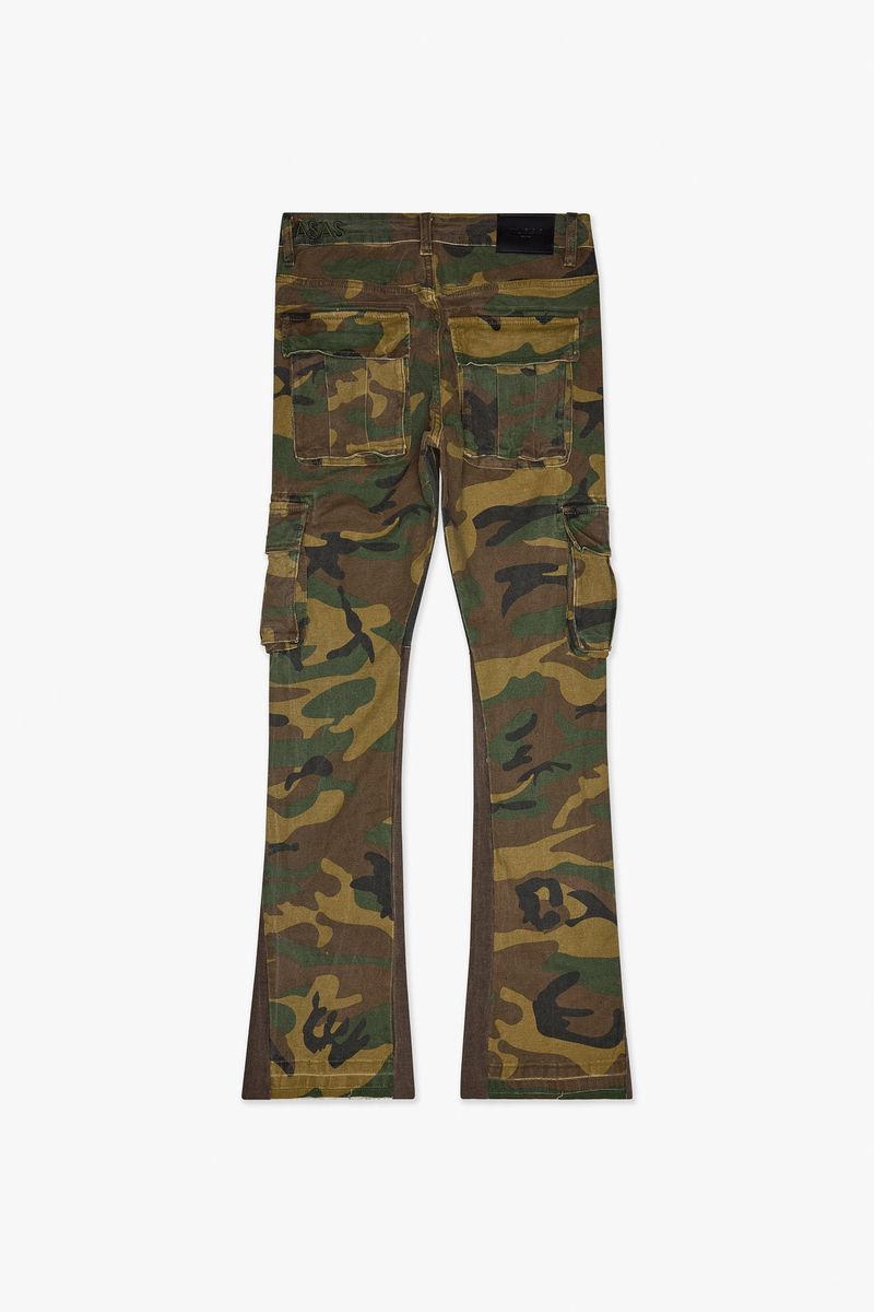 VALABASAS Geno Er Green Stacked Flare Jean