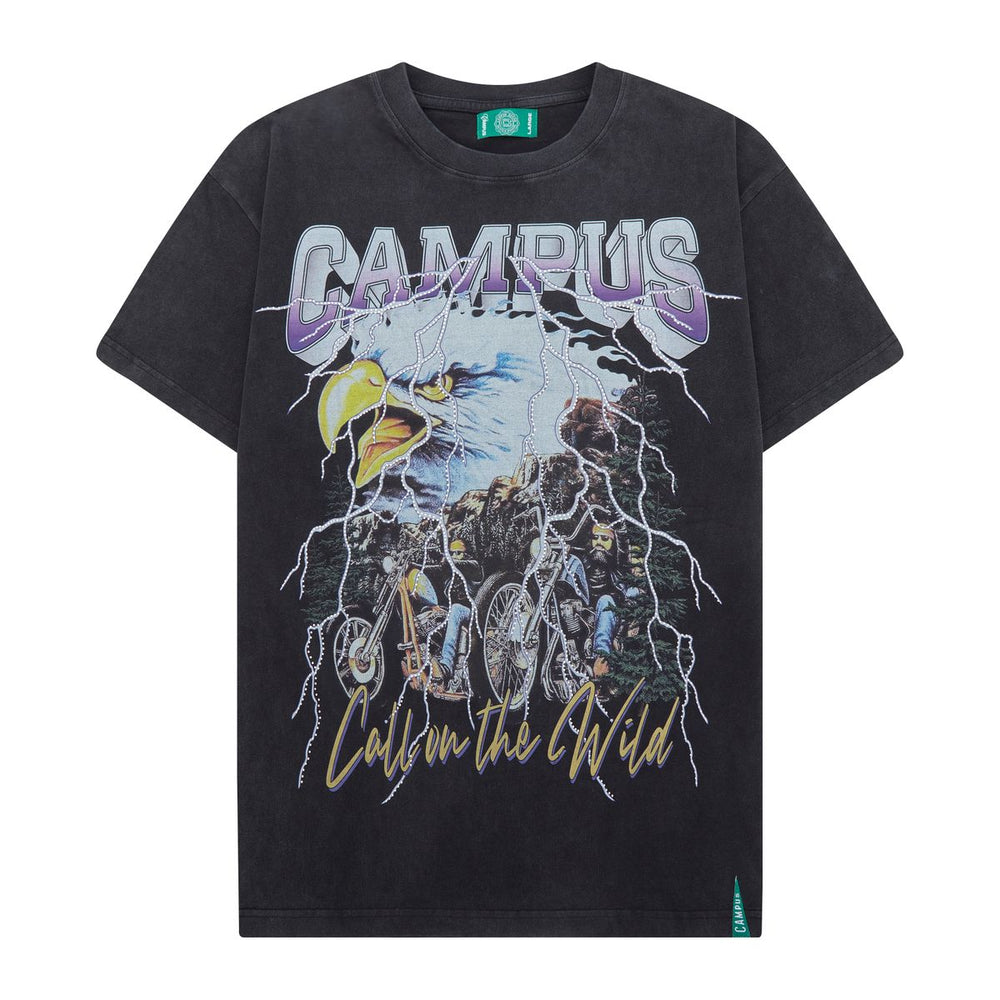 CAMPUS ELECTRIC STORM CROPPED TEE - BLACK