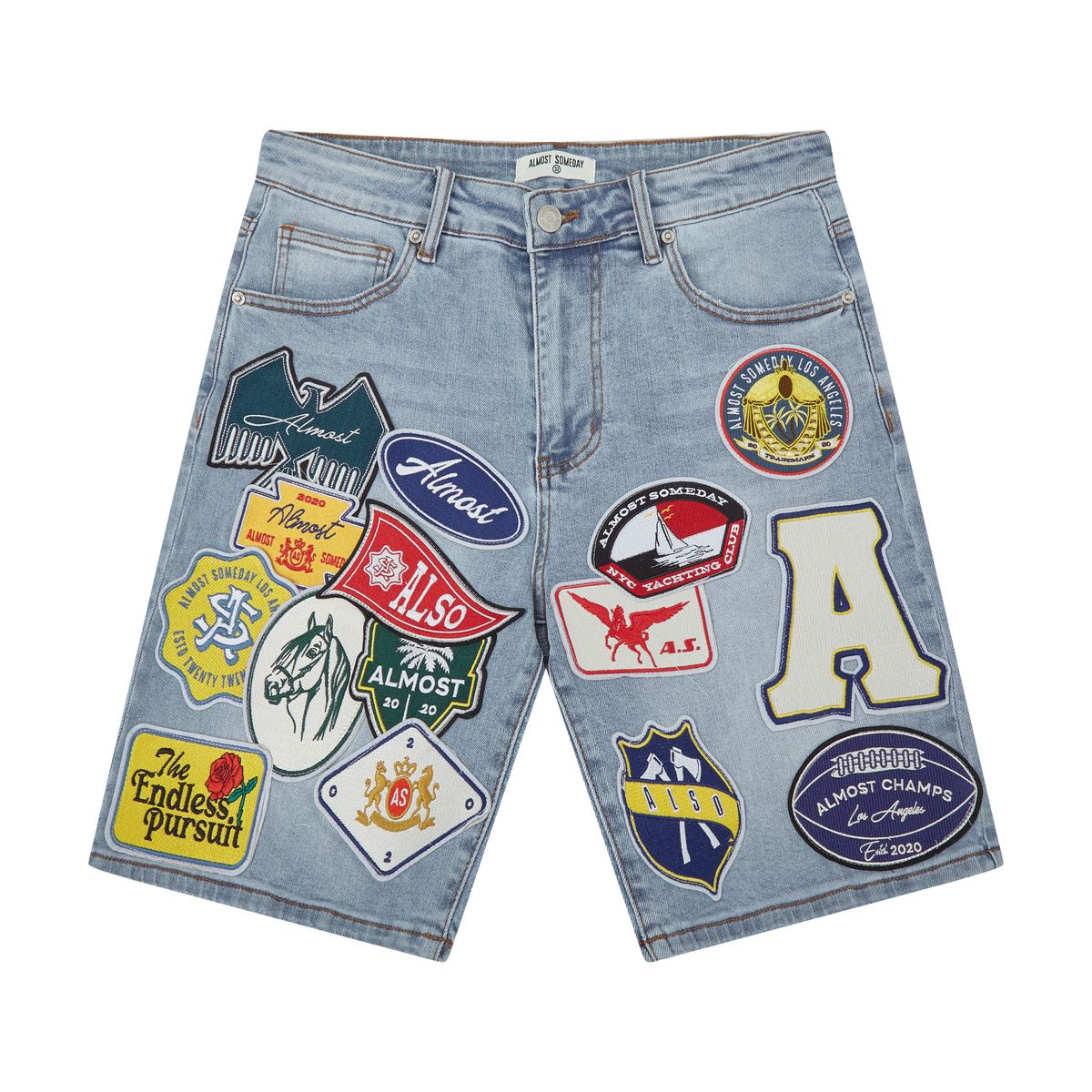 AS PATCHWORK JORTS - BLUE