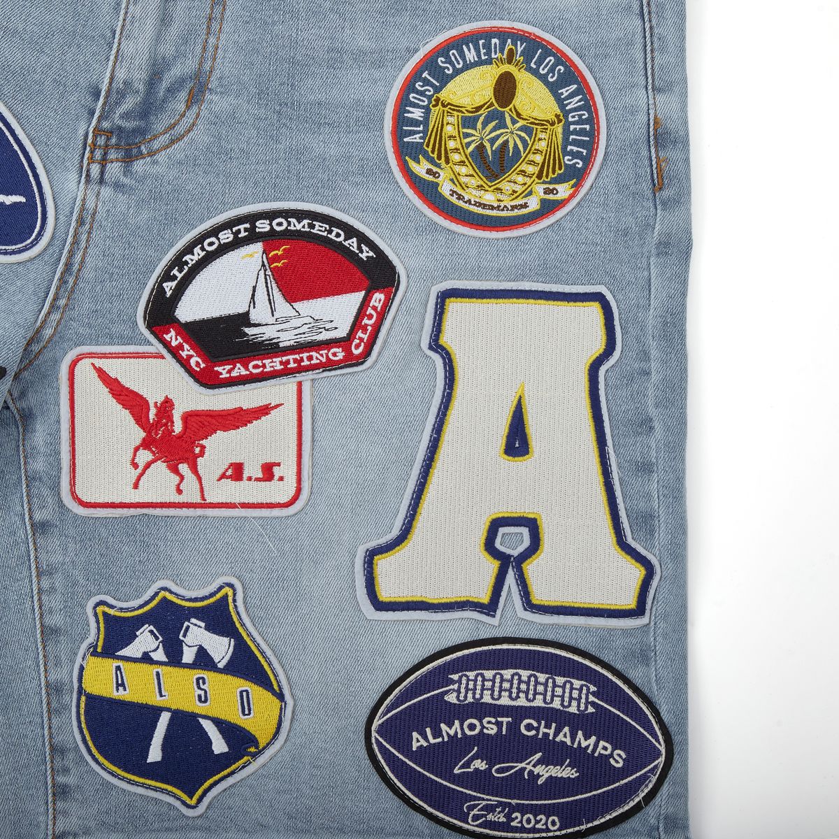 AS PATCHWORK JORTS - BLUE