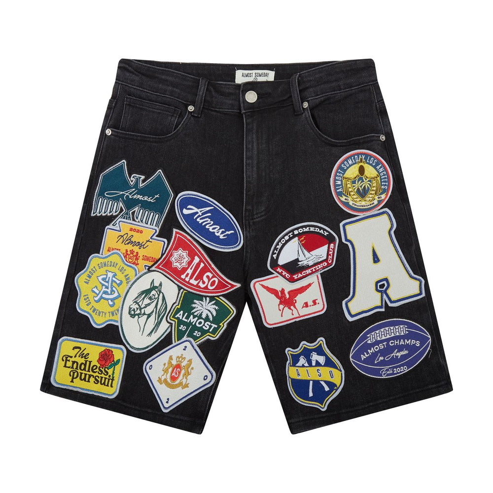 AS PATCHWORK JORTS - BLACK