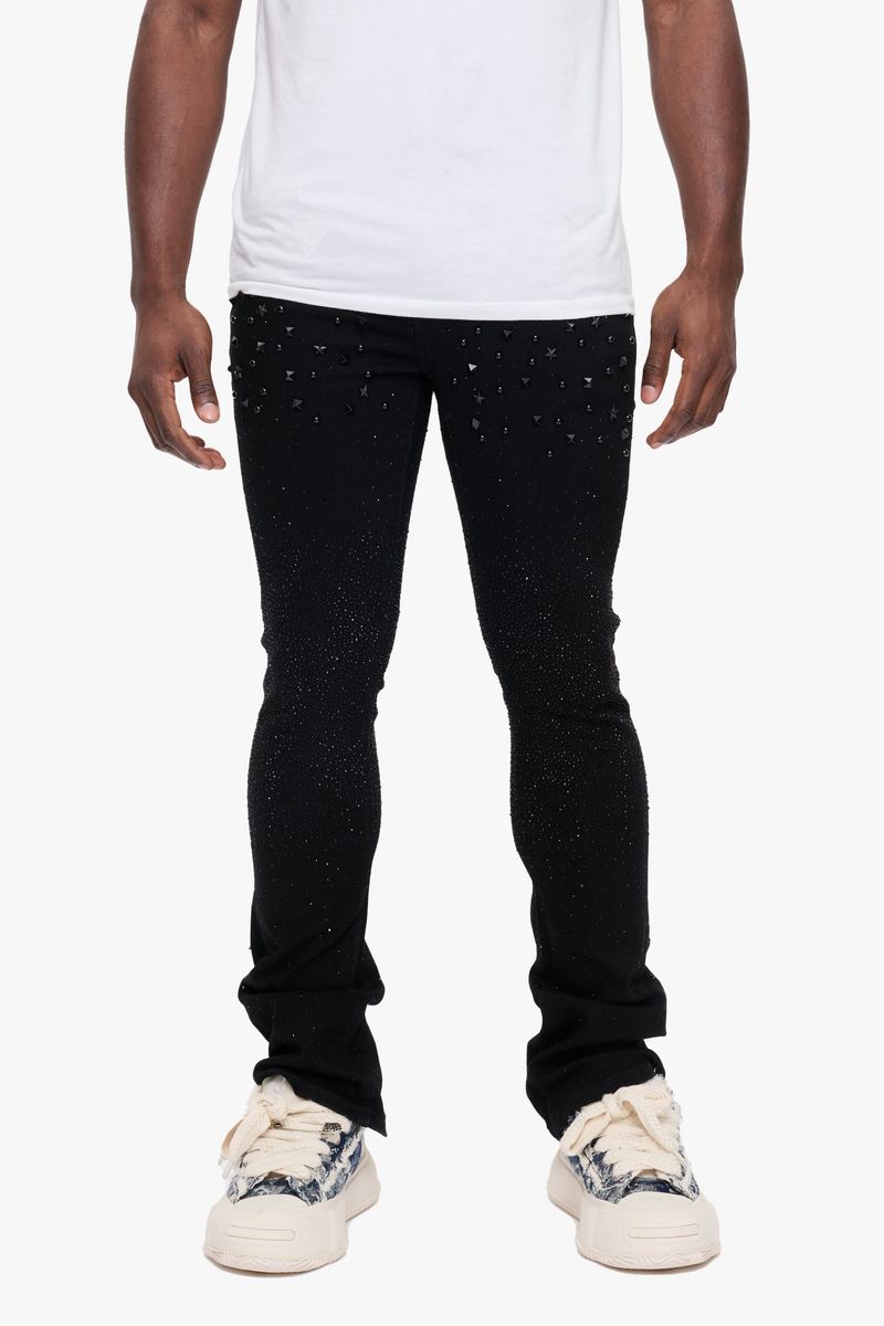 Valabasas Jet Black Parrel Stacked Flare Jean