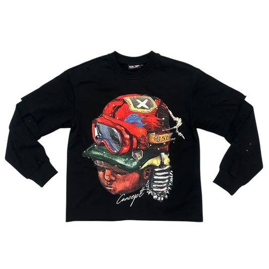 CONCEPT - CAPTAIN LS TEE - BLACK
