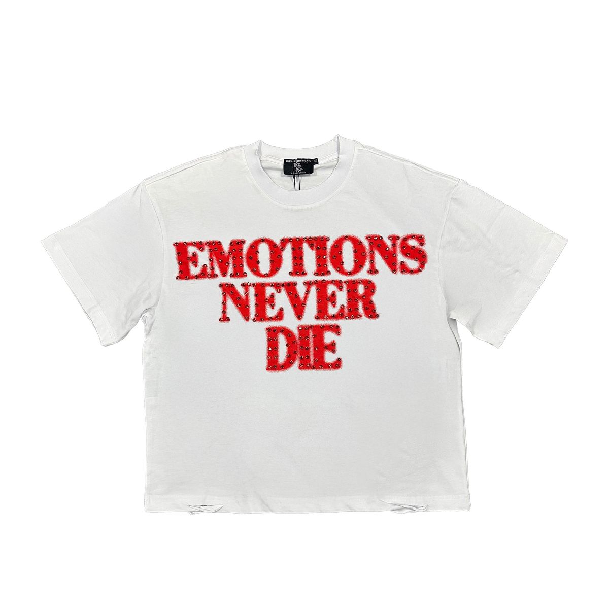 ME RED 'END' RHINESTONE TEE