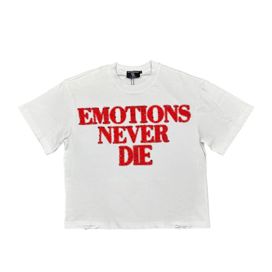 ME RED 'END' RHINESTONE TEE