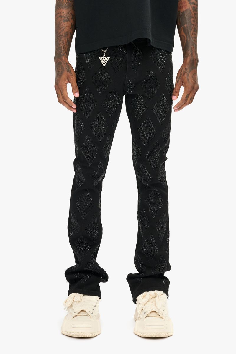 Valabasas Glim Stacked Flare Jeans Black