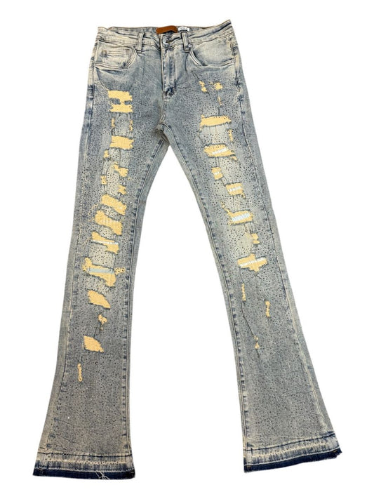 WAMIEA DIRTY VINTAGE RHINESTONE STACKED DENIM