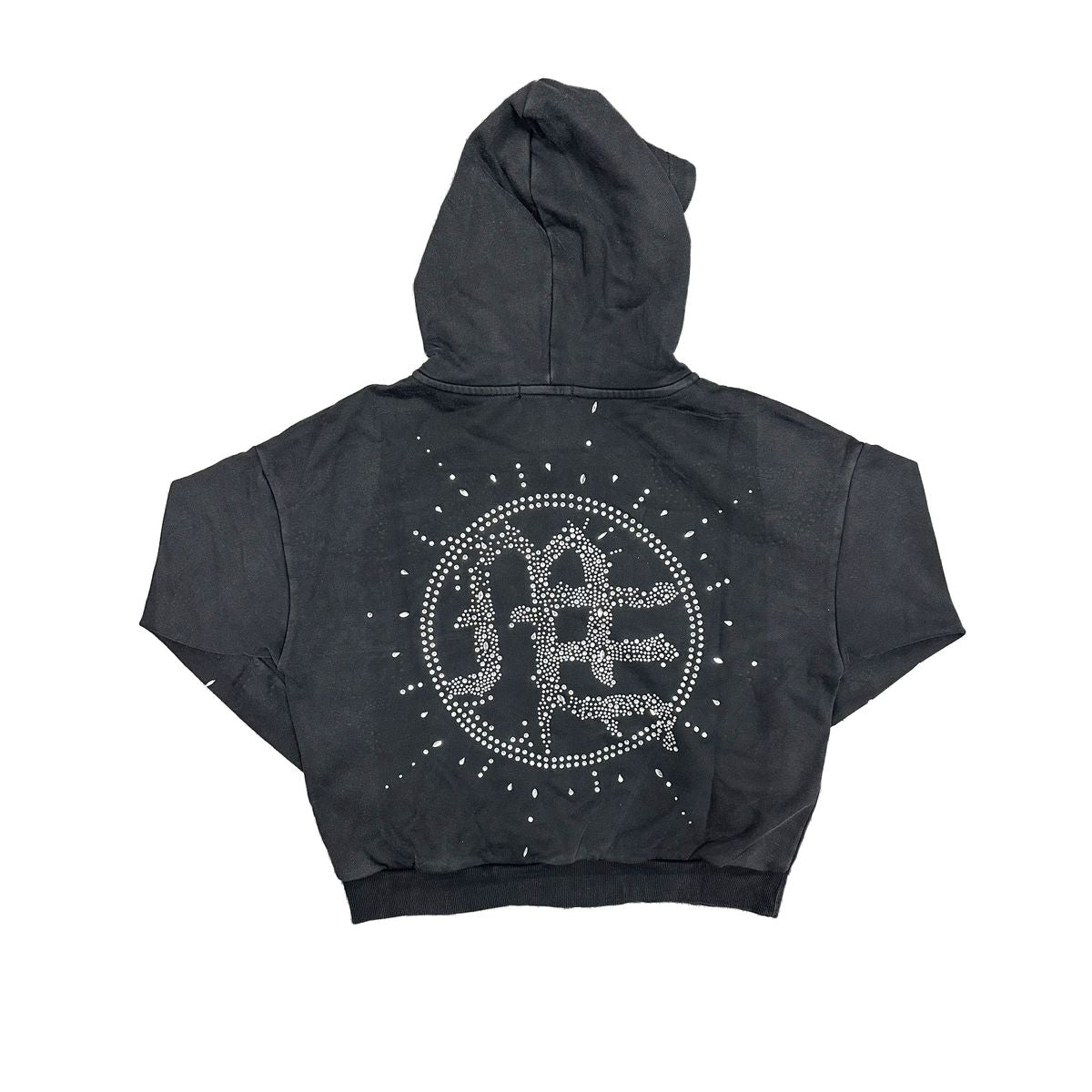ME 'ECLIPSE' GREY RHINESTONE HOODIE