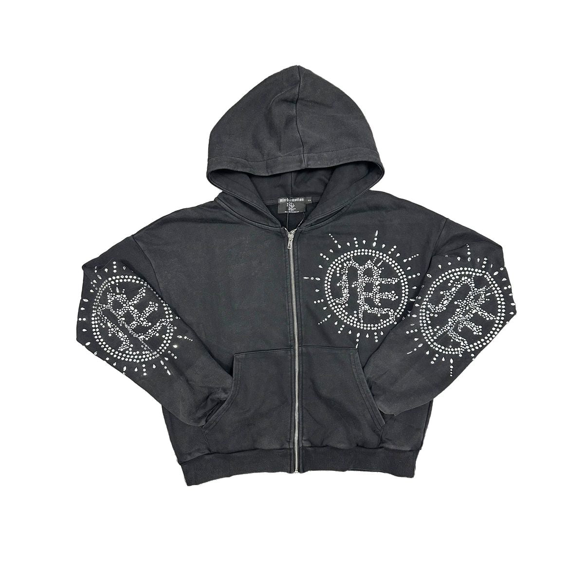 ME 'ECLIPSE' GREY RHINESTONE HOODIE