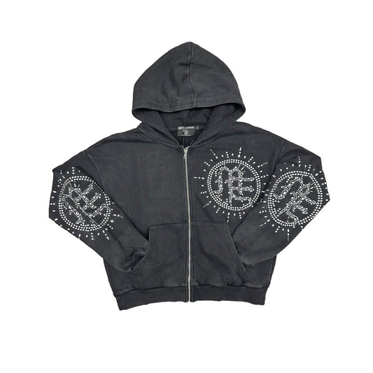 ME 'ECLIPSE' GREY RHINESTONE HOODIE