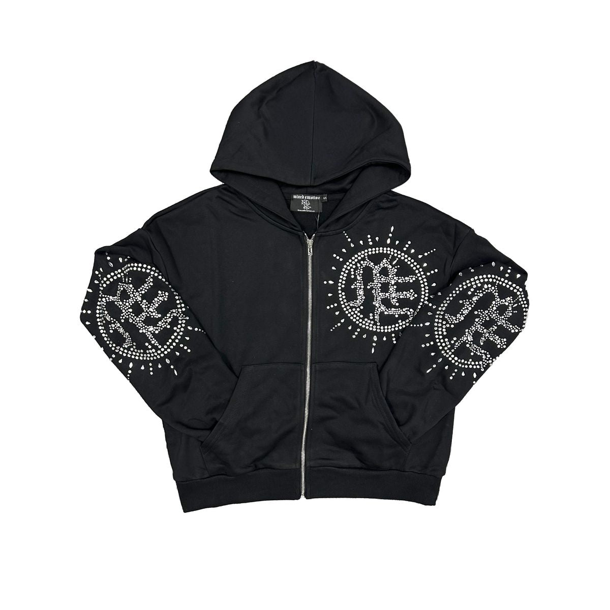 ME 'ECLIPSE' BLACK RHINESTONE HOODIE