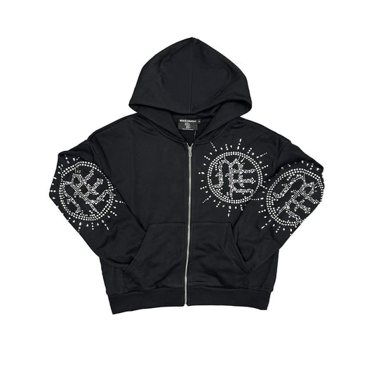 ME 'ECLIPSE' BLACK RHINESTONE HOODIE