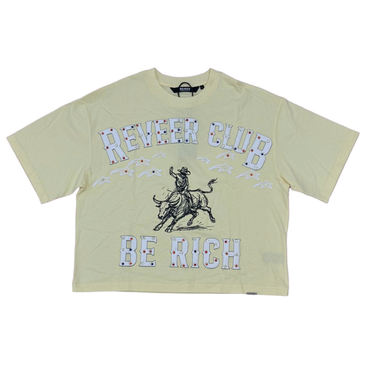 RVR "BE RICH" YELLOW CROP TEE